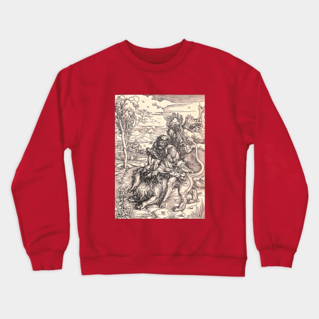 Samson Slays the Lion by Albrecht Durer Crewneck Sweatshirt by Star Scrunch